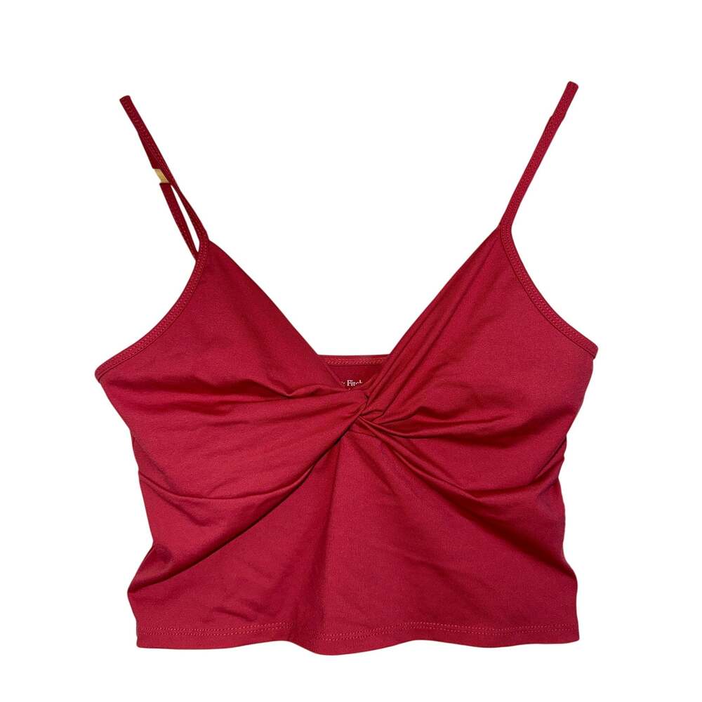 Abercrombie & Fitch Red Twist Front V Neck Cropped Cami Tank Top Womens Size S